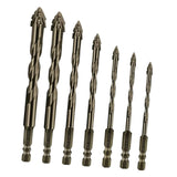 Maxbell Four Flute Sawtooth Eccentric Drill Bit for Marble Terracotta Carbide Tipped 7Pcs