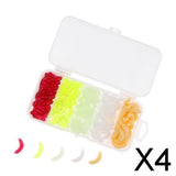 Maxbell 4x125Pcs Fishing Lure Maggot Grub Soft Lure Baits False Worms Beige
