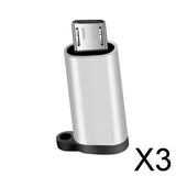 Maxbell 3xType C Adapter with Keychain Charger to Micro USB Converter Connector Silver