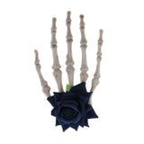 Maxbell Hand Bone Hair Clip Halloween Cosplay Party Hairpin Headwear Black Flower