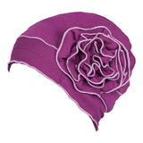 Maxbell Turban Breathable Winter Gift Flower Cap Casual Sleep Cap for Cancer Patient Purple