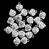 Maxbell 20 Pieces Pack Made with Love Carving Heart Charms Pendant Earring Bracelet Dangle Beads DIY Findings Accessories - Aladdin Shoppers