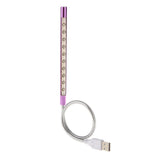 Maxbell Flexible 10-LED Bulb USB Light Laptop Keyboard Reading Night Lamp Purple - Aladdin Shoppers
