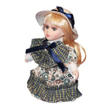 Maxbell Porcelain Rural Girl Doll 7.87inch Birthday Gift Ceramic Doll for Girls Kids Blue