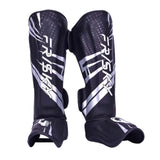 Maxbell Kickboxing Shin Guards Adults Shin Instep Pads for Sports Sparring Grappling L Silver Black