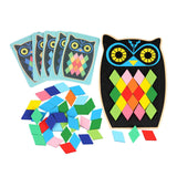 Maxbell Wooden Pattern Blocks Family Entertainment Creativity with Cards Educational Owl
