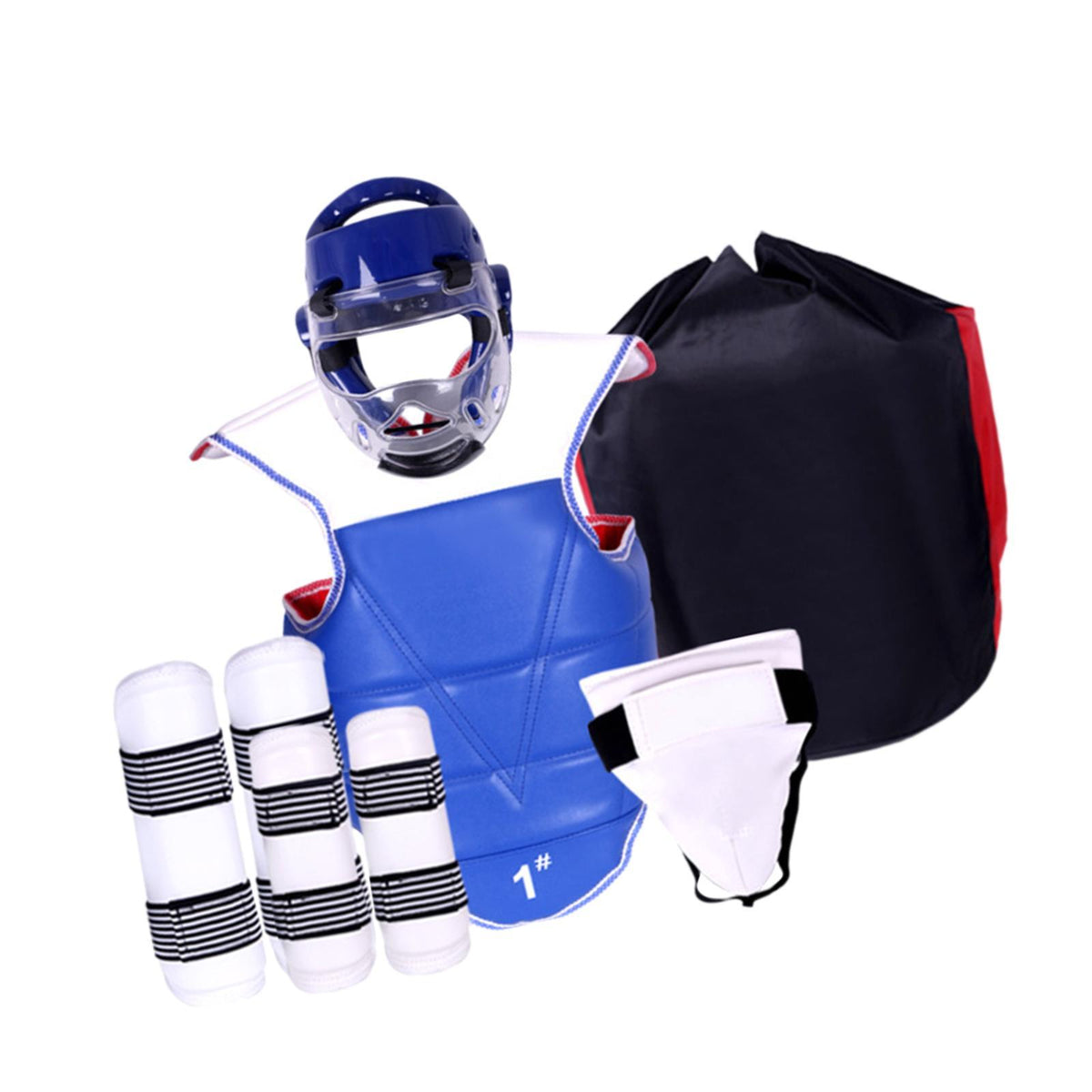 Maxbell Maxbell 6 Pieces Karate Sparring Gear Professional Crotch Protector Boxing Equipment XL