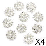 Maxbell 4x10pcs 20mm Crystal Rhinestone Pearl Flower Embellishments Button Flatback