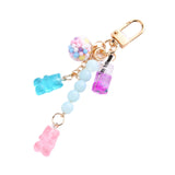 Cute Resin Bear Keychain Creative Gift Pendant for Tote Bag Handbag Backpack Blue Pink