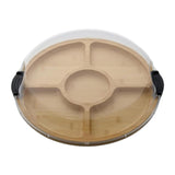 Maxbell Bamboo Serving Tray Large Decor with 5 Compartments for Fruit Coffee Wedding with Compartments