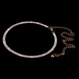 Maxbell 3x3-Row Crystal Ladies Waist Chain Belt in Gold