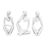 Maxbell Maxbell 3 Pieces Resin Abstract Thinker Figurine Table Ornament for Hotels Fireplace White