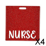Maxbell 4xNurse Badge Card Holder Lightweight Durable Decorative Nurse Work Gift Red