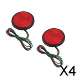 Maxbell 4x2 Pieces Round Reflector 6mm Nuts LED Rear Tail Brake Stop Light Red Lens