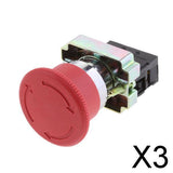 Maxbell 3xXB2-BS542 RED Mushroom NC Emergency Stop Latching Rotary Push Button Switch