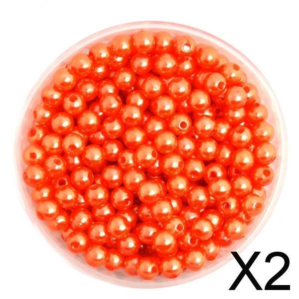 Maxbell 2x500pcs 6mm Round Plastic Imitation Pearl Spacer Beads DIY Craft Orange