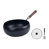 Maxbell Iron Wok Universal Sautee with Wood Handle Round Bottom Pot for Home Kitchen wooden cover
