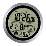 Maxbell Digital Alarm Clock Round Bedside Table Timepiece for Kitchen Bedroom Hotels Aluminum frame