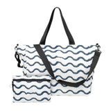 Maxbell Beach Tote Bag Portable Large Capacity Sandproof Travel Tote for Family Trip Blue