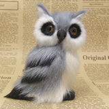 Maxbell Realistic Squatting Faux Fur Owl Animal Model Figures Home Decoration Grey