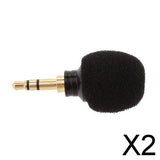Maxbell 2xMini Plug in Vocal Instrument Condenser Microphone 3.5mm Mono TS Plug Black