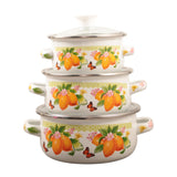 Maxbell 3 Pieces Enamel Stockpot with Lid Gifts Soup Pot for Restaurant Home Cooking Lemon