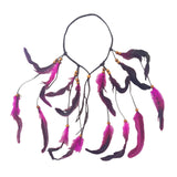 Maxbell Indian Feather Headband Braided Band Hair Accessory for Prom Holiday Cosplay Rose Red