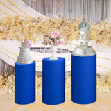 Maxbell 3Pcs Cylinder Pedestal Covers Decor Elastic Anniversary Pedestal Stand Cover Blue