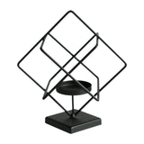 Candlestick Stand Ornament Metal Candlestand for Centerpiece Decorating Home Square  black