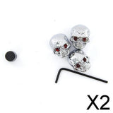 Maxbell 2x3 pcs Metal Skull Volume Knobs for Electric Guitar - Silver Tone