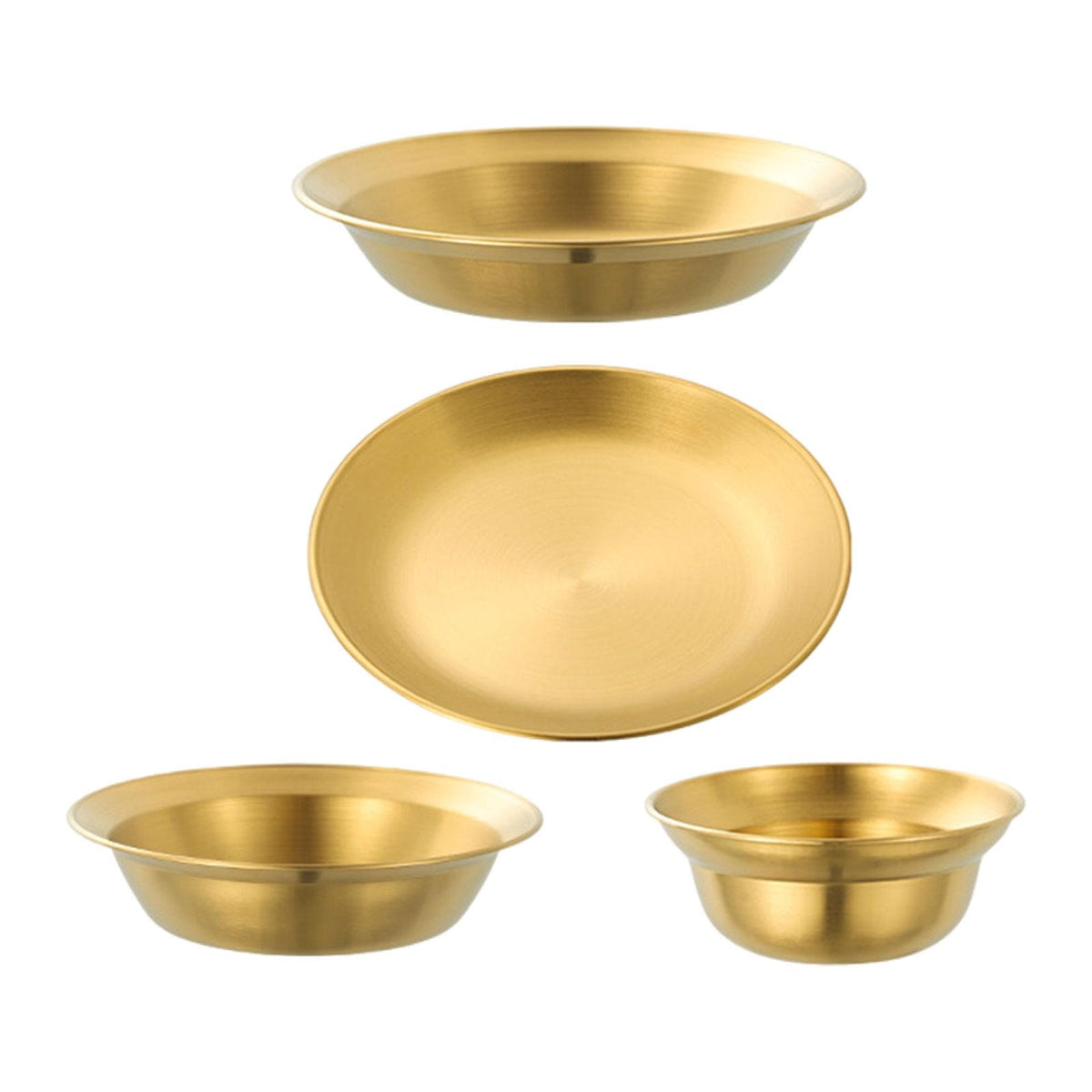 Maxbell Stainless Steel Plates and Bowls Portable Camping Plates Dinnerware Set 4PCS Gold
