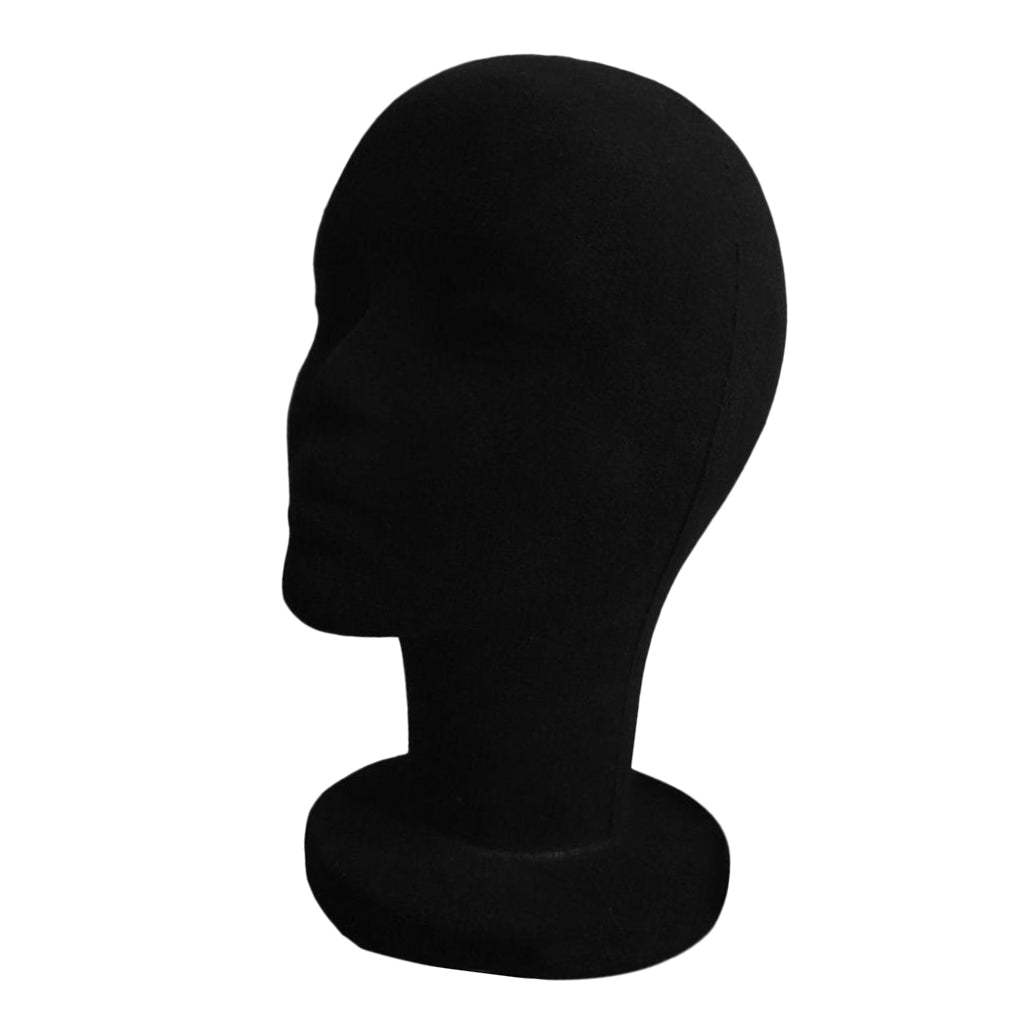 Maxbell Maxbell Foam Flocking Male Mannequin Head Model Hat Wig Display Stand Rack Black