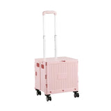 Maxbell Foldable Shopping Cart with Cover Luggage Trolley for Office Camping Laundry Pink