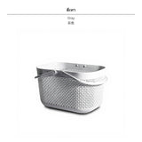Maxbell Bathroom Storage Basket, Portable Plastic Bath Basket with Handle, Hollow Design Shower Tote for Bathroom & Dorm, 28cm by 18.5cm by 18cm, ivory/Grey Gray