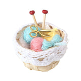 Maxbell 1/12 Dollhouse Woolen Yarn in Basket Miniature for Dollhouse Decor Ornaments blue