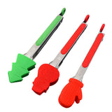 Maxbell 3Pcs Christmas Food Tongs Multipurpose Silicone Clips for Buffet Salad Steak