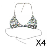 Maxbell 4xWomen's Body Chain Sleeveless Stylish Lingerie for Festival Streetwear Beach Silver