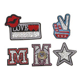 Maxbell 5Pcs Embroidered Star M Patch DIY Applique Iron On Fabric Bag Patches Sewing Crafts - Aladdin Shoppers