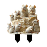 Maxbell 2D Mice and Cheese Ground Stake Outdoor Decor for Lawn Flower Pot Front Yard