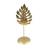 Maxbell Maxbell Golden Leaf Candle Holder Ornament Stick Holder Tea Light Crafts Dinner StyleA