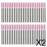 Maxbell 2x50Pcs Pro Disposable Mascara Wands Brush Eyelash Extension Applicator Makeup Rose Red