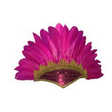 Maxbell Feather Headdress Chief Indian Hat for Stage Performance Masquerade Festival Rose Red