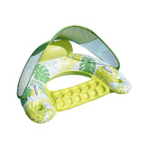 Maxbell Pool Float with Canopy with Cup Holder Compact Lounger for Lake Summer Beach green
