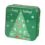 Maxbell Christmas Cookie Tin Cartoon Iron Cookie Case Box for Party New Year Holiday Green Christmas Tree