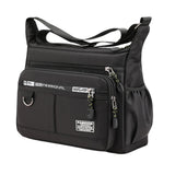 Maxbell 2xMen Shoulder Bag with Zipper Closure Girls Oxford Multilayer Pocket Tote Bag black