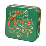 Maxbell Christmas Cookie Tin Cartoon Iron Cookie Case Box for Party New Year Holiday Green MERRY