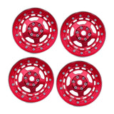 Maxbell 4Pcs RC Wheel Rim Set Replace Metal Wheel Rim Hub for D90 1:10 Scale Vehicle Red