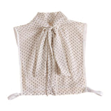 Maxbell Women Detachable Shirt Collar Bowknot Polka Dot Faux Collar Chiffon White