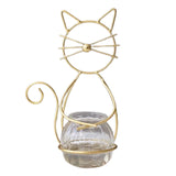 Maxbell Hydroponic Plant Vase with Cat Metal Holder for Home Bonsai Decor Desk Decor Gold