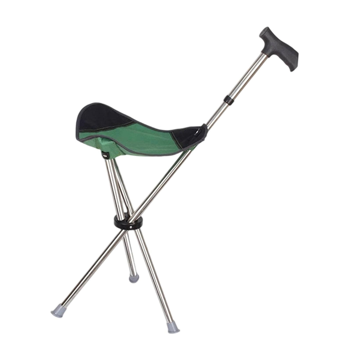 Maxbell Cane with Seat Walking Rest Portable Travel Lightweight for Sitting Foldable Green
